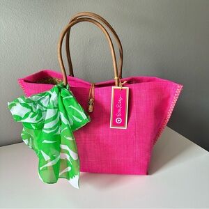 NWT 🎀 Lilly Pulitzer for Target Pink Straw Tote